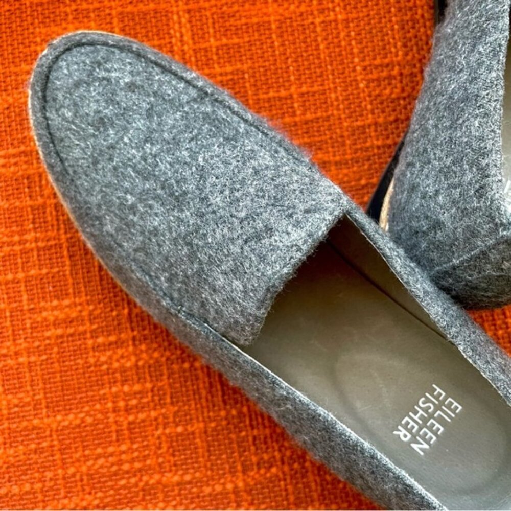 Eileen Fisher Ells 2 Felt Platform Mohair Loafer in Gray Academic Career 6.5 NIB